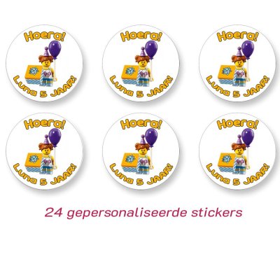 Lego meisje sticker (gepersonaliseerd)