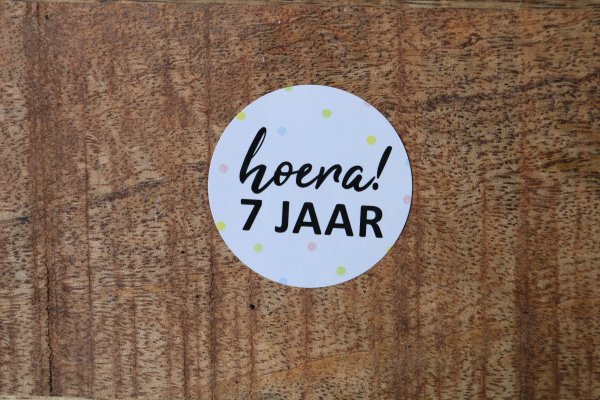 Sticker hoera 7 jaar