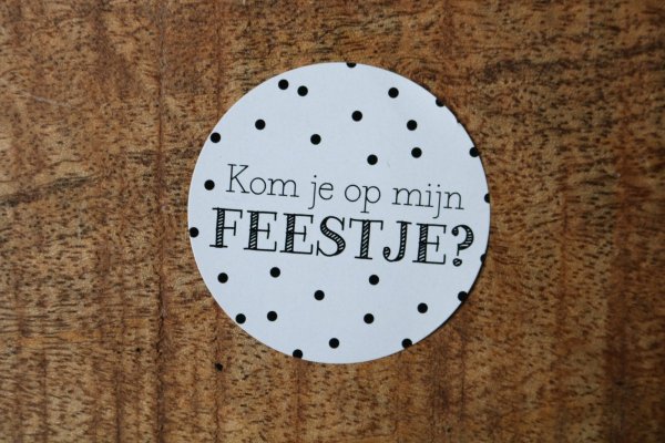 Sticker Kom je op mijn feestje?