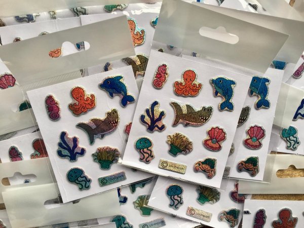 Glitter stickers zeedieren