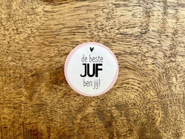 Sticker de beste juf ben jij (goudfolie)