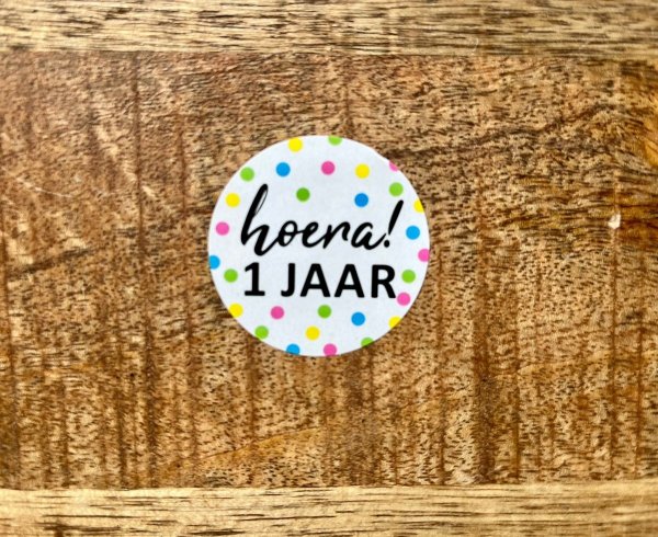 Sticker hoera 1 jaar (2)