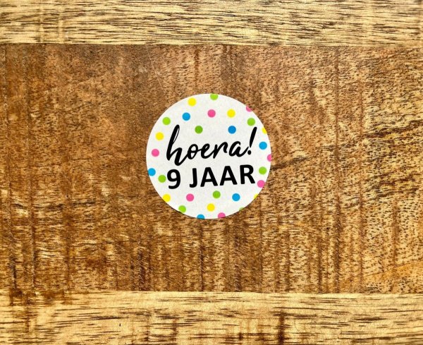 Sticker hoera 9 jaar (2)