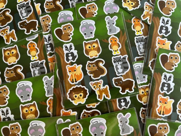 Fun stickers bosdieren