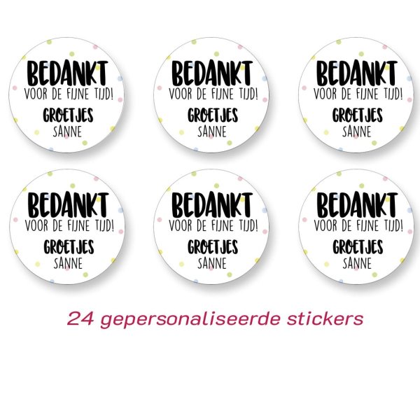 Bedankt voor de fijne tijd sticker (gepersonaliseerd)